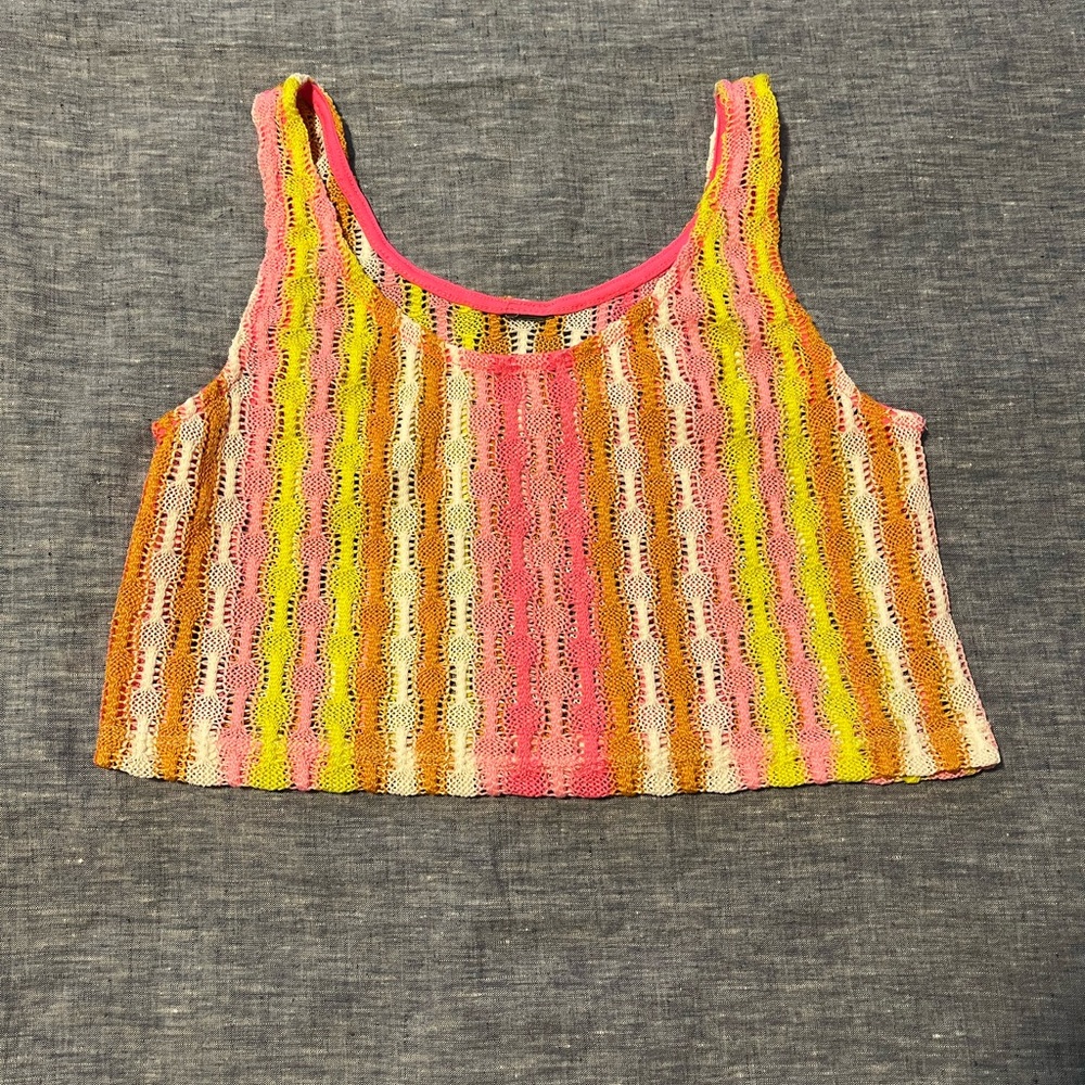 Wild Fable Multicolor Crochet Cropped Tank Top